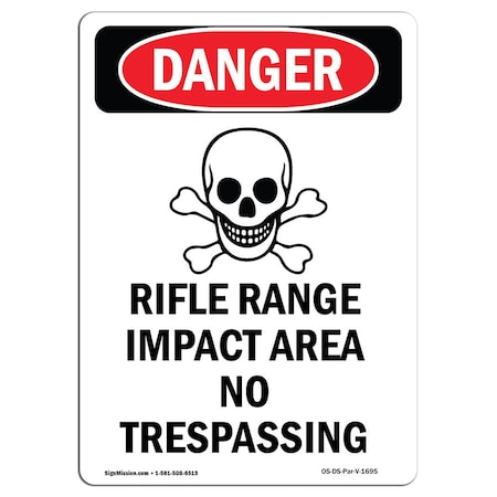 OSHA Danger Sign, Rifle Range Impact, 7in X 5in Decal
